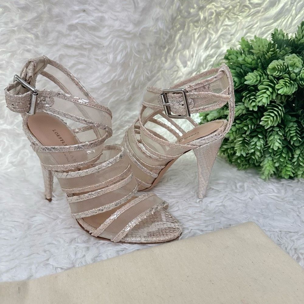 Loeffler Randall Paige Strappy Python Metallic Le… - image 1